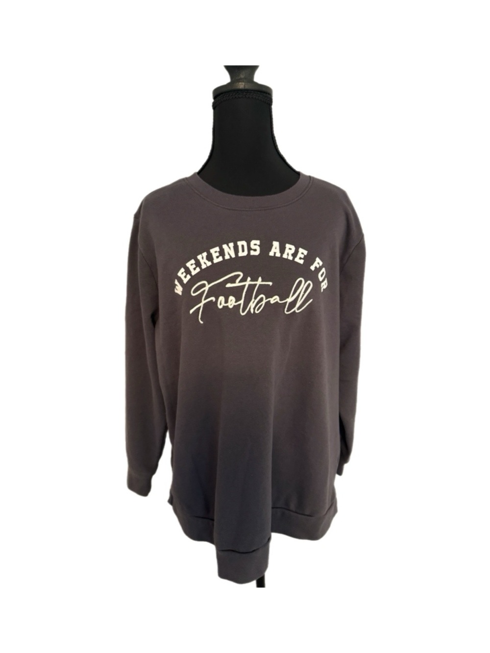 Weekend Football Graphic Crewneck Sweatshirt - Charcoal
